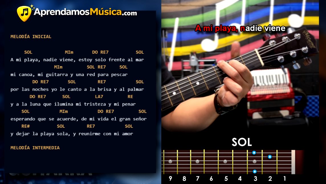 Playa Sola - Acordes en Guitarra